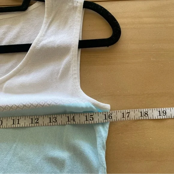 Escada Sleeveless Multicolor Top Size 34 Green Blue White Knit Elegant Summer - Picture 6 of 7